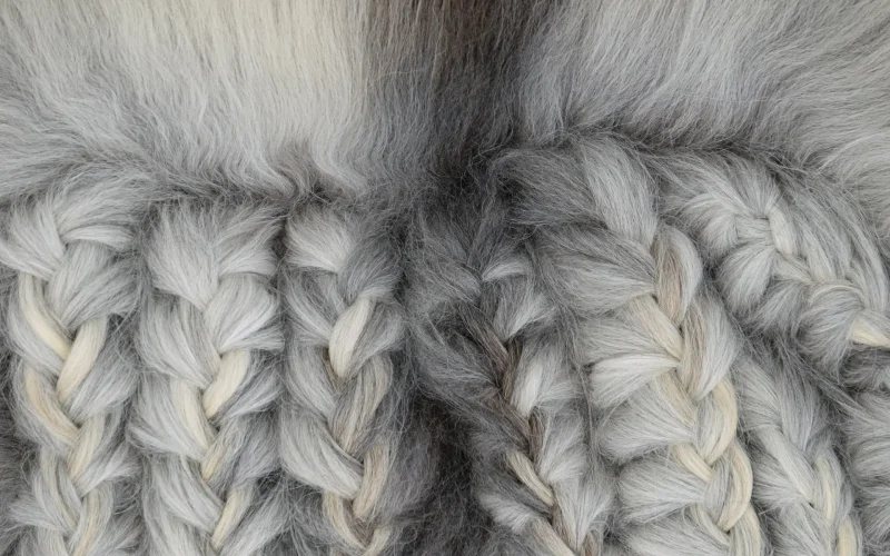 „Maiden“ ist eine Fellarbeit der Künstlerin Marietta Schwarz. Zu sehen ist ein großflächig geflochtenes grau-grau-weißes Schaffell. Es wird frontal und flächig an einer weißen Wand hängend präsentiert. Im oberen Bereich, sowie an den Seiten und in der Mitte ist das Fell-Haar nicht geflochten ist, aber es sieht gekämmt aus; die übrige Fläche des Felles ist mit mehreren direkt nebeneinander verlaufenden langen Zöpfen versehen.